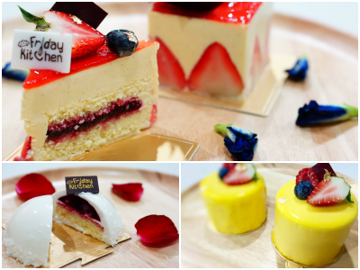 Fraisier (Strawberry Mousseline Cream Cake), Lemon Cream Mousse Cake, Lychee Mixed Fruit Jelly Mousse Cake 