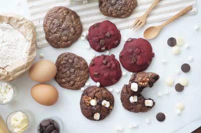 Brownie Cookie, Rocky Road Cookie, Red Velvet Cookie