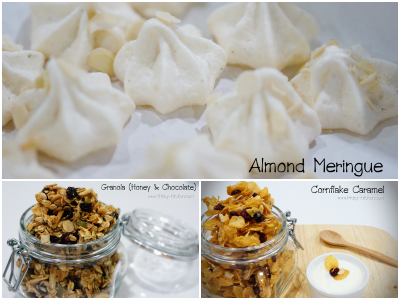 Granola, Cornflake Caramel (Honey & Chocolate), Almond Meringue, Coconut Pudding 